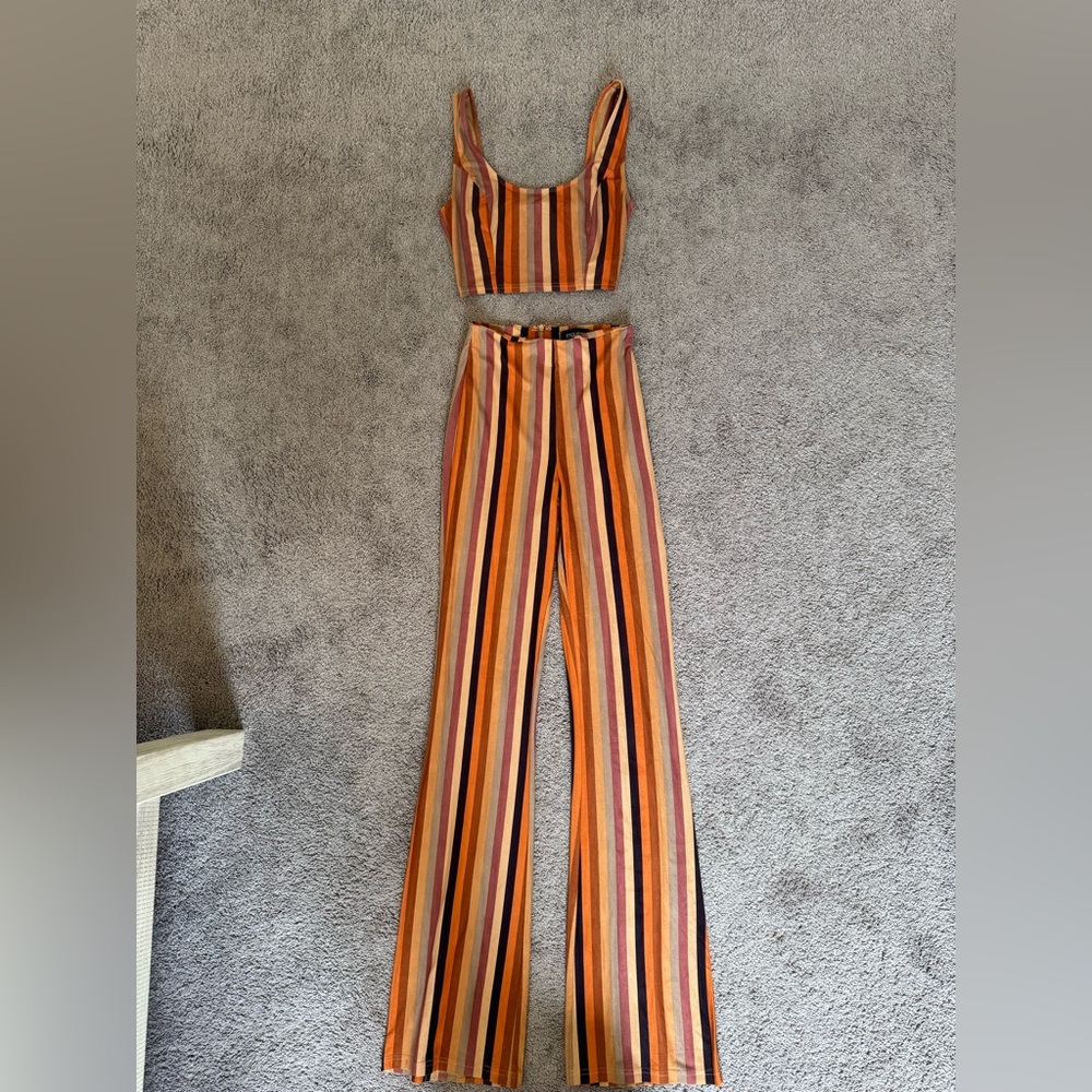 Honey Belle Striped High-Waist Wide-Leg Pants in Multicolor